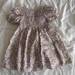 Zara Multicolor Floral Smocked Dress with puffy sleeves